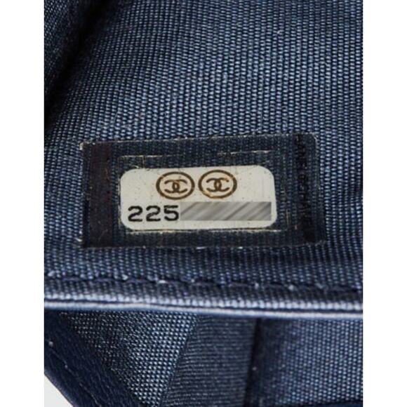 Chanel Blue Camellia Embossed Lambskin Leather L Flap Wallet - Picture 9 of 11